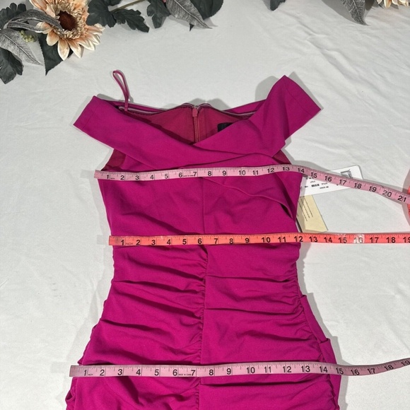 NWT‎ $385 Nicole Miller [ 4 ] Jersey Palazzo Off Shoulder Dress Very Berry - Picture 3 of 15